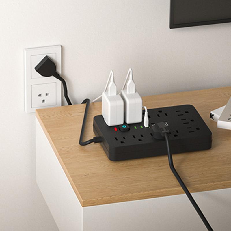 17-in-1 Plug Outlet Extender Power Strip With USB Port Switched Socket 11 Outlets 4 USB 2 Type-C Ports Multiple Security Protect