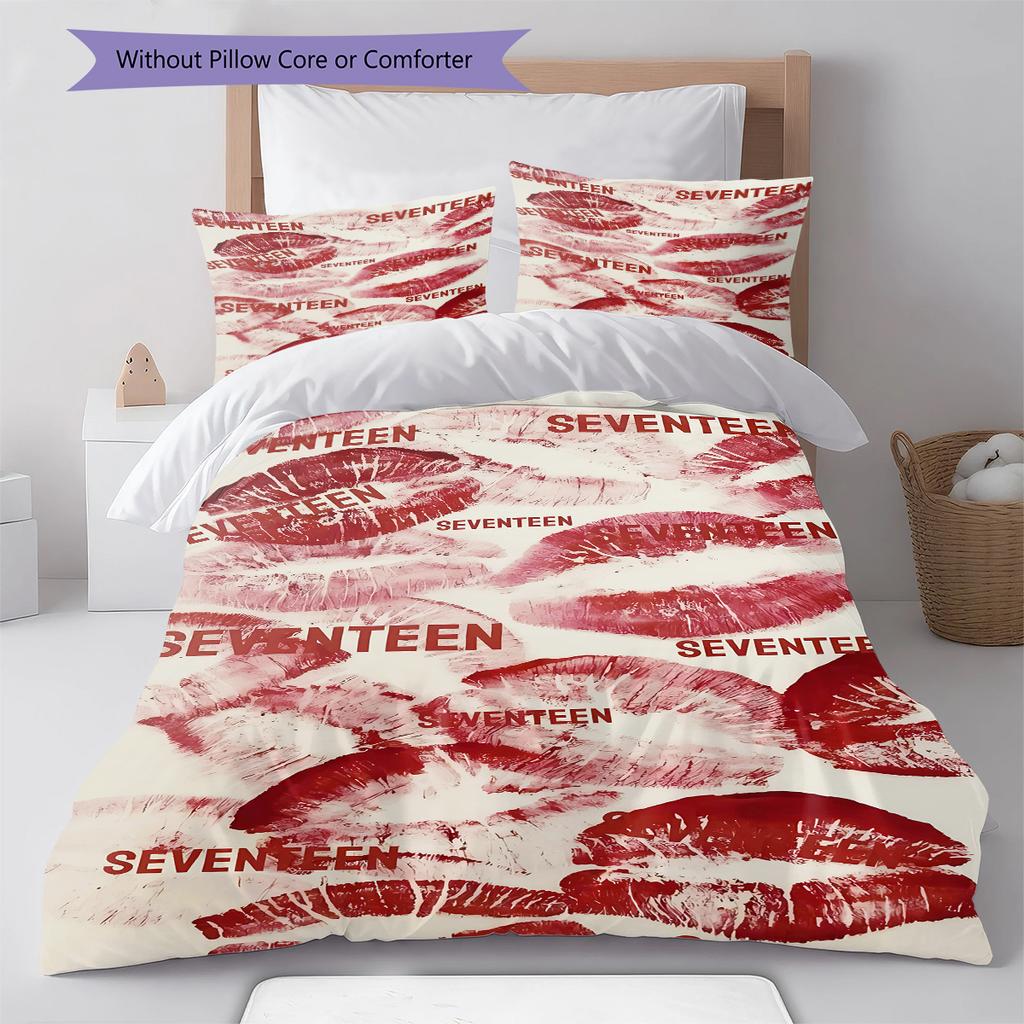 SEVENTEEN Pattern Bedding,Quilt Set Quilt Cover Pillowcase Home Birthday Gift (1 * duvet cover + 2 * pillowcase, without core)