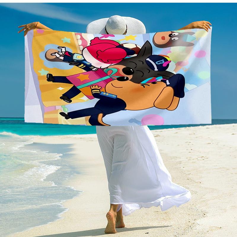 Ultra-Soft Beach Towel with Sheriff Labrador Theme,Ideal for Pool - Camping, Diving - Perfect Travel Essential, Vibrant Beach Towel.