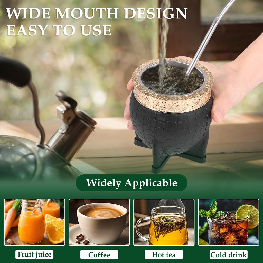 1/2 Pezzi Tazza da Tè Yerba Mate Set di Tazze Yerba Mate in Acciaio Inossidabile 230ml/240ml Tazze da Tè Caffè Tazza da Tè a Doppio Strato per Casa Ufficio