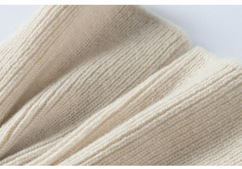 Ribbed 100% Pure Cashmere Fingerless Knit Gloves
