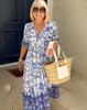 Abito Maxi Floreale Taglie Forti con Scollo a V per Vacanza al Mare