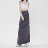 Elegant Skirt Women Sexy Slim Side Slit Pleated Mid-length Hip Skirt Y2k Vintage Fashion Bottoms Female Clothes Streetwear