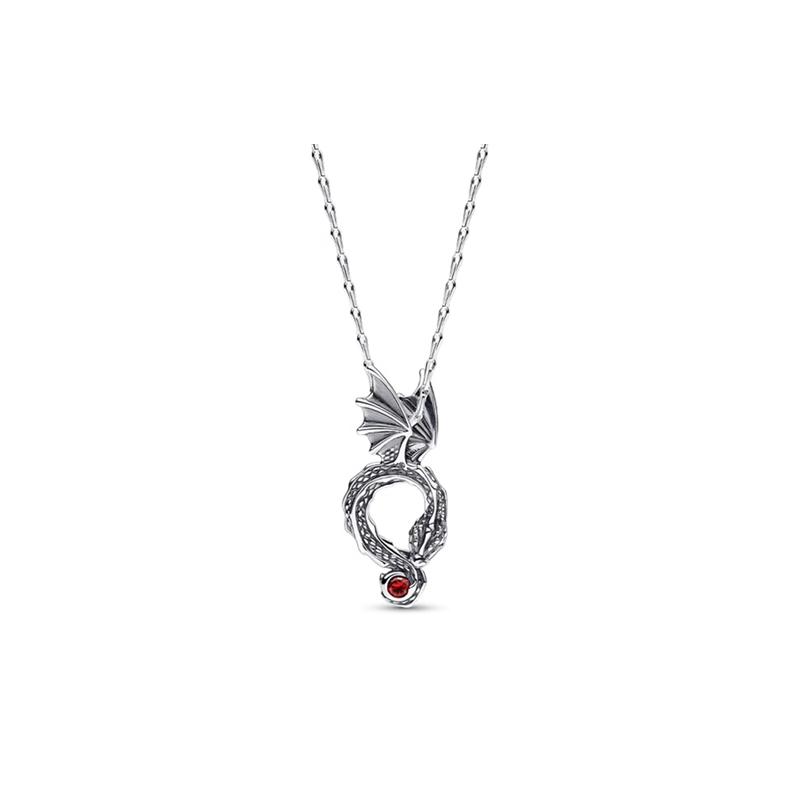 Pandora Game of Thrones Dragon Pendant 925 Silver Glass Necklace Women s Silver 392967C01