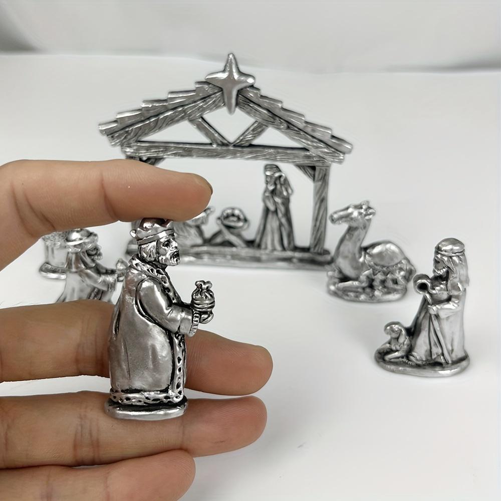 7pcs/set Handcrafted Nativity Scene Set Mini Resin Figurines for Christmas Religious Decor Perfect for Bedroom Display