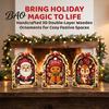 Solid Wood Holiday Decorations Christmas Wooden Vintage Sign, Rustic Table Ornament, 2D Santa Claus Home Party Supplies Snowman Penguin Desktop