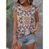 Summer V-neck Flower Pattern 3D Printed Top Fashionable Casual Short Sleeved Women's T-shirts