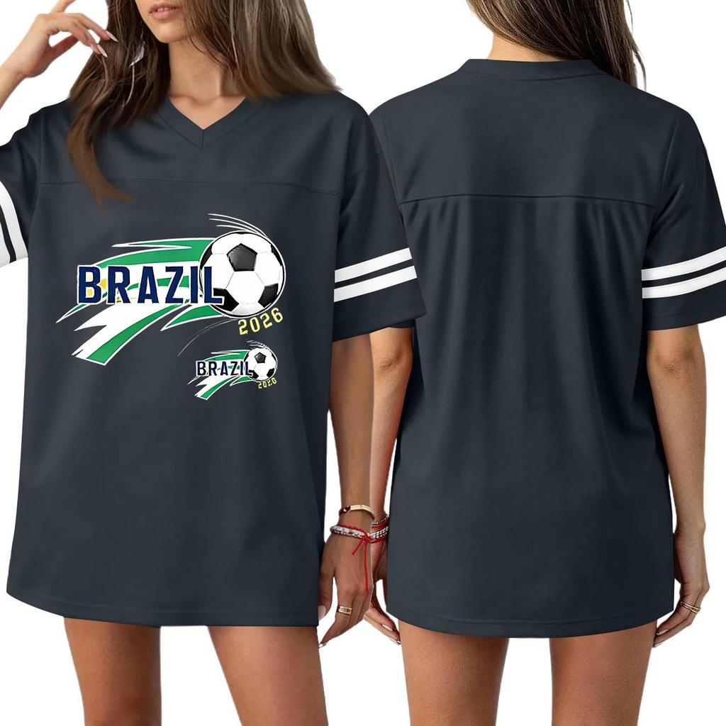 Women's Casual & Stylish V-Neck Sports — Print Short-Sleeve Athletic T-Shirt Top