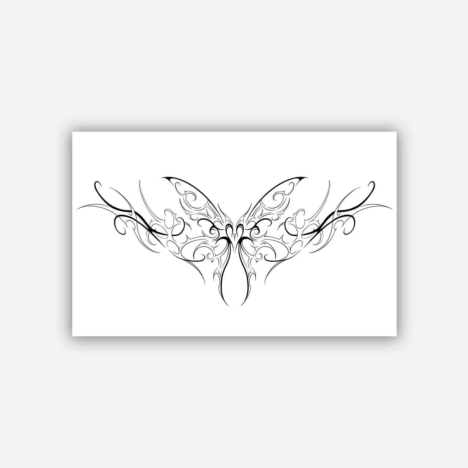 Herbal Juice Semi-Permanent Personality Simple Butterfly Thorn Succubus Waist And Abdomen Tattoo Sticker 19*12