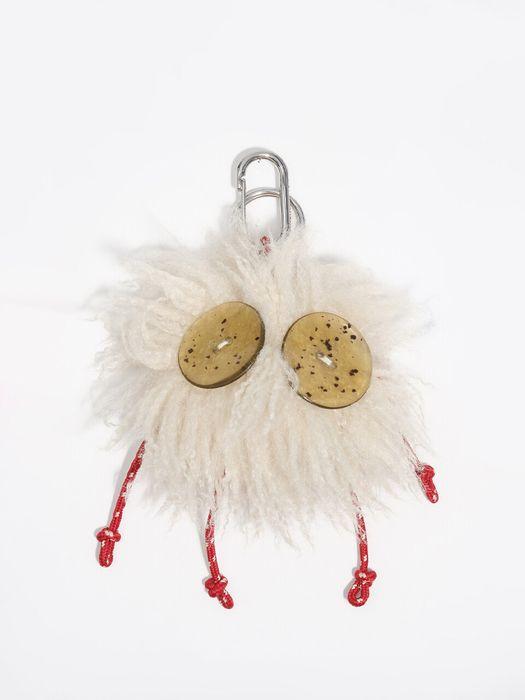 BIMBA Y LOLA BIMBA Y LOLA Elfenbeinfarbenes Fell Anthrazit Schlüsselanhänger B256AIZ012IVF