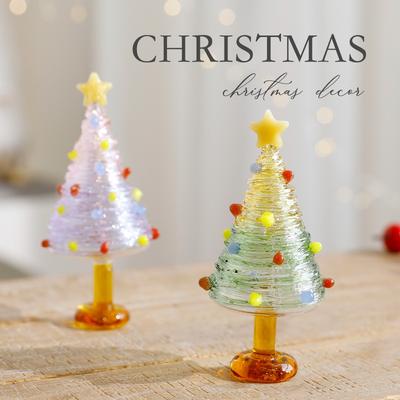 New Brushed Glass Christmas Tree for 2026 Home Decoration Christmas Scene Arrangement Mini Christmas Tree Decoration Ornament