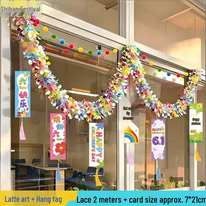 Children s Day Classroom Decoration Streamers: Colorful Kindergarten Wall Ornaments