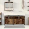 Bathroom Furniture Set with Shelf and Door 3 pcs Brown Particleboard
