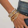 Salircon 6 Pcs Punk Trendy Irregular Geometry Bracelet Set for Women Men Creative Handmade Metal Stack Hand Chain Couple Jewelry