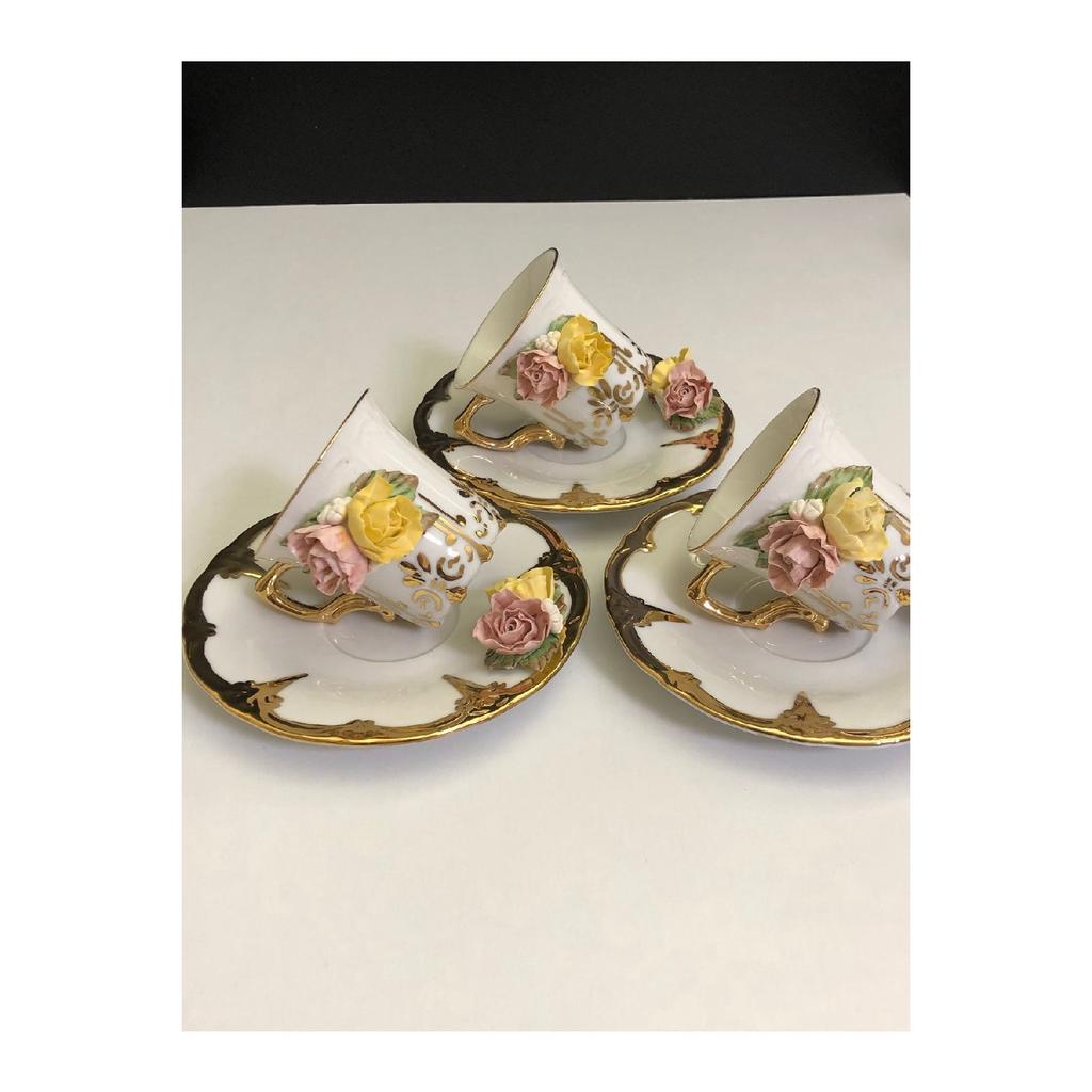 Rose Dream Handmade Porcelain Coffee Cup Set Of 2