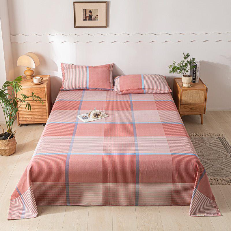 Striped Coarse Cloth Bed Sheet Set: Washable, Skin-Friendly, Cool Mat for Home & Dorm. Available In Single/Double Three-Piece Set.