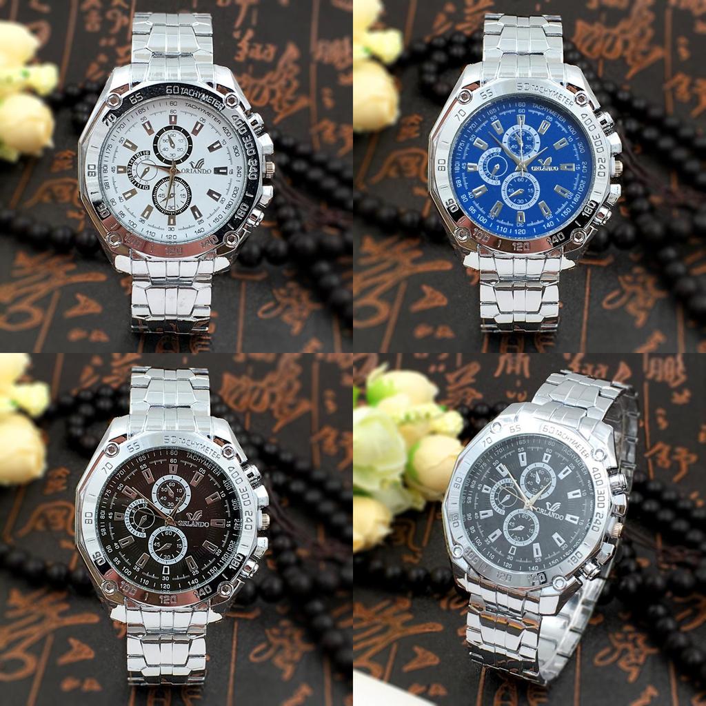 Mens Fashion Steel Band Watch With Quartz Movement And Compass For Business Gift
