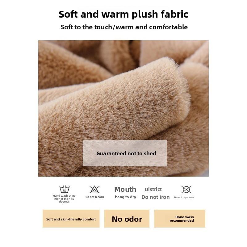 Meier bear hat, plush and thickened plush hat, women's winter hat, scarf, integrated hat.