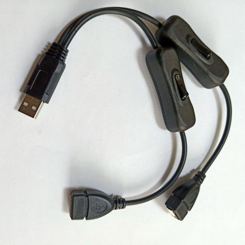 Usb Male To Dual Female Extension Cable With Independent Switch One To Two Usb Power Cord For Led Light Fan Device Power Supply