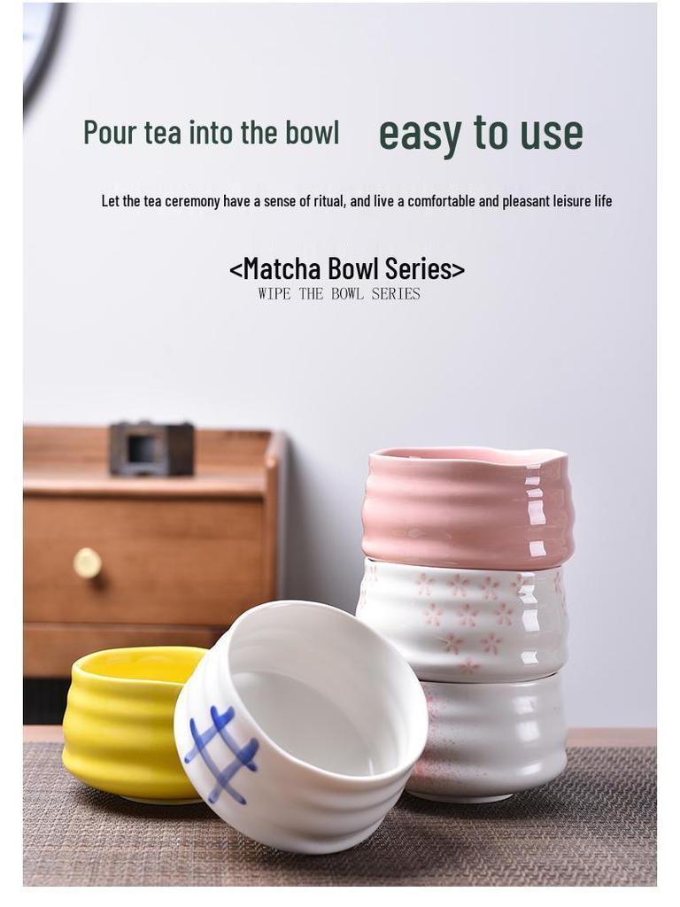 Japanese Matcha Tea Set: Ceramic Bowl, Chasen Stand, and Song Dynasty Style Tools