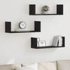 Wall Shelves 3 pcs. Black Oak Look 58 x 18 x 18 cm Engineered Wood