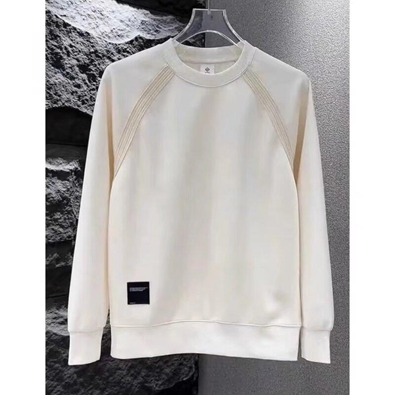 Spring 2024 Men's Sweater Patchwork Assorted Colors Skin-Friendly Fabric Fashion Versatile Top Casual Long-Sleeved Bottoming Shirt