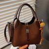 High-value Hand-carried Bucket Bag Women's 2025 Winter New Simple and Fashionable Shoulder Bag Trendy Casual Foreign Women's Bag