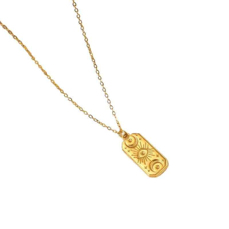 18K Gold Plated Pearls Chain Star Pendant Necklace Sturdy Stainless Steel Waterproof Jewelry Accessory for Women