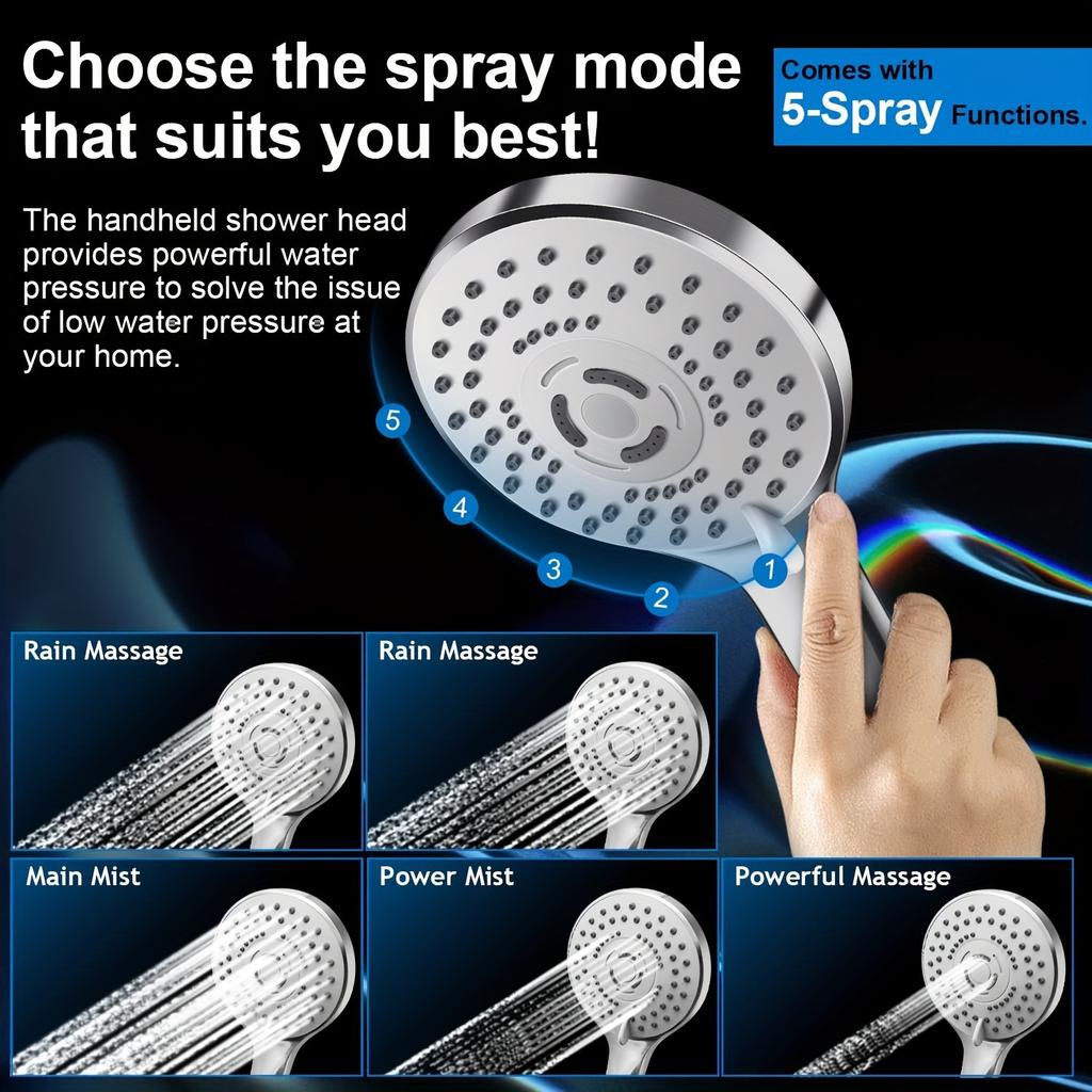 Bathroom Chrome Plated Concealed Stainless Steel Pressurized Shower Shower Set with Extended Lever Arm, Toilet Top Spray Shower