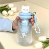 Water bottle summer new cartoon cat plastic cup straw cup portable rope water cup student school large capacity straw cup