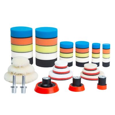 Cross 44PCS Car Polishing Pad Set - 1/2/3 Inch Wool & Sponge Detail Polisher Wheels