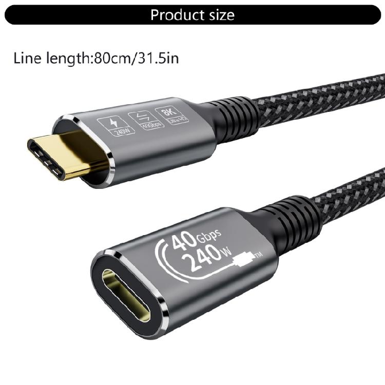 USB4.0 Extension Cable 240W 8K USB C 40Gbps Data Transmission Cable 8K@60Hz Video Cable for Smartphone Laptops