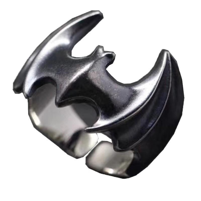 Adjustable Bat Ring Men Women Sterling Vintage Punk Gothic Jewelry Open Band Design