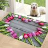 Tulpen-Herz-Muster Matte, Weicher Memory-Schwamm Teppich, Rutschfeste leicht zu reinigende Badezimmer-Matte für Wohnzimmer, Küche, Badewannen-Dekoration