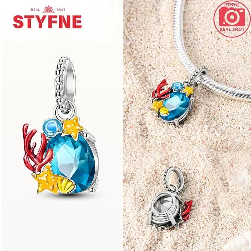 Women Bracelet Diy Fine Jewelry Gifts Original Charms Beads Copper Ocean Series Blue Turtle Starfish Shell Pendants