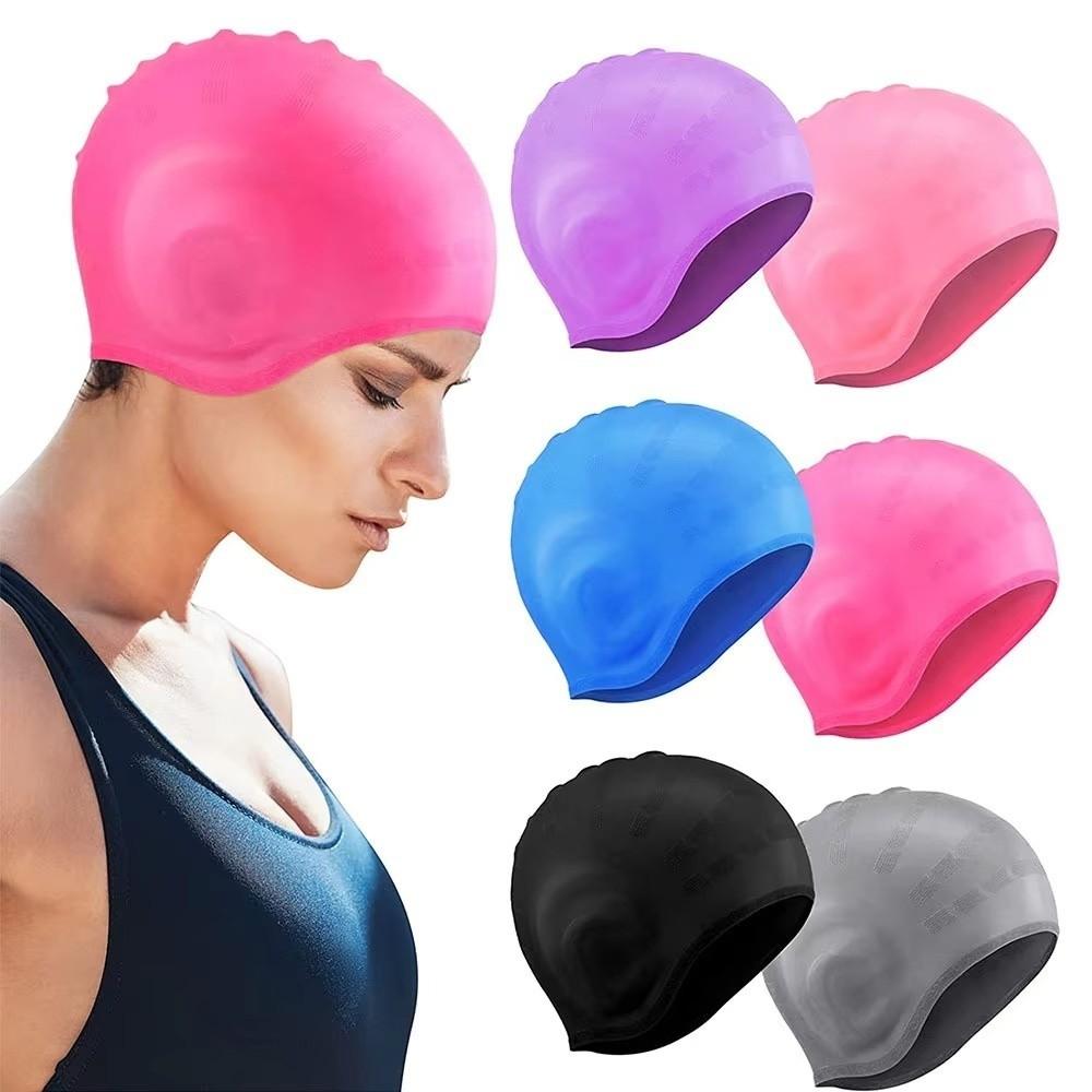 Ear Protection Silicone Swim Cap Ear Pockets Swim Hat Protect Long Hair Swimming Cap Boys
