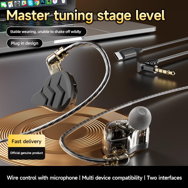 Digital Chip Wired Earphones 3.5mm AUX/Type C 9D HiFi Surround Heavy Bass In-Ear Headsets For Samsung Huawei Xiaomi OPPO iPad PC