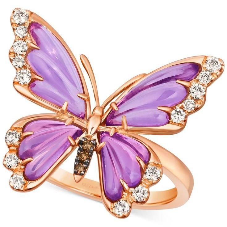 High-End Oil Drop Painted Butterfly Ring Women'S Foreign Gas Diamond High-End Ring