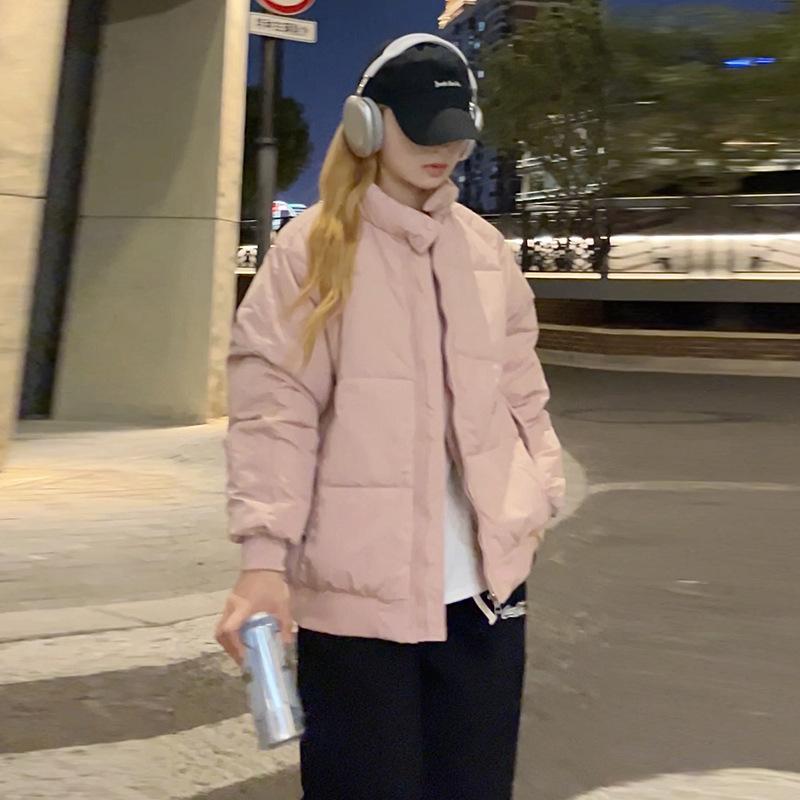 Casual and versatile down cotton jacket women's winter 2025 new stand-up collar cotton jacket loose and slim short padded jacket