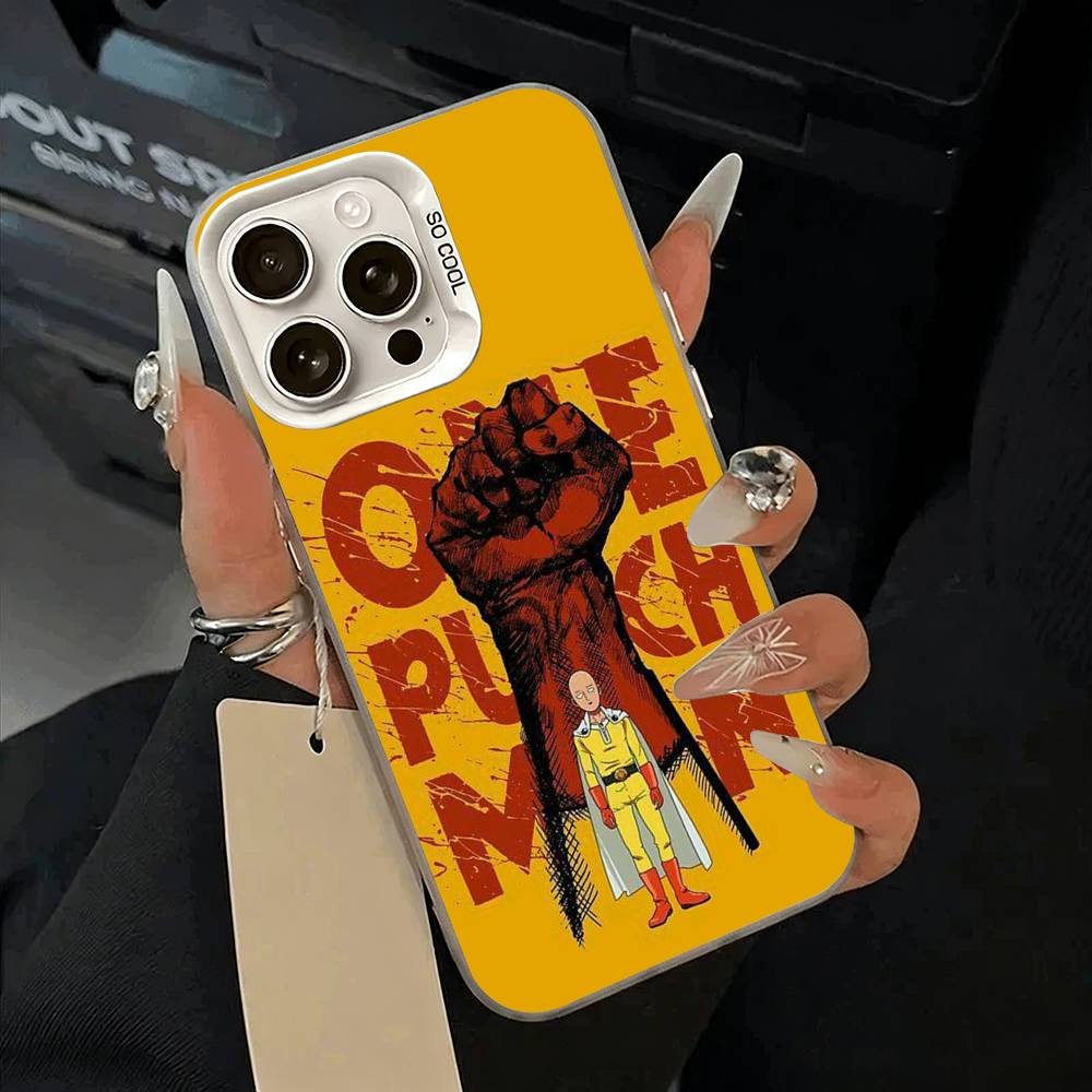 O-P-M-One-Punch -Man Phone Case For IPhone 17 Air 16 15 14 13 12 11 Pro Max White Sliver Hard Cover
