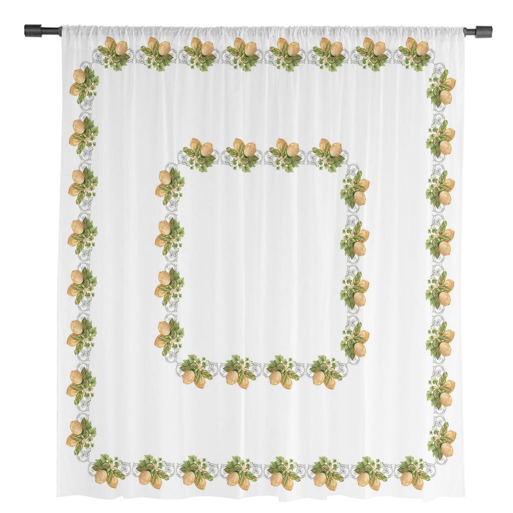 Summer Lemon Sheer Window Curtains For Living Room Kitchen Children Bedroom Voile Hanging Curtain