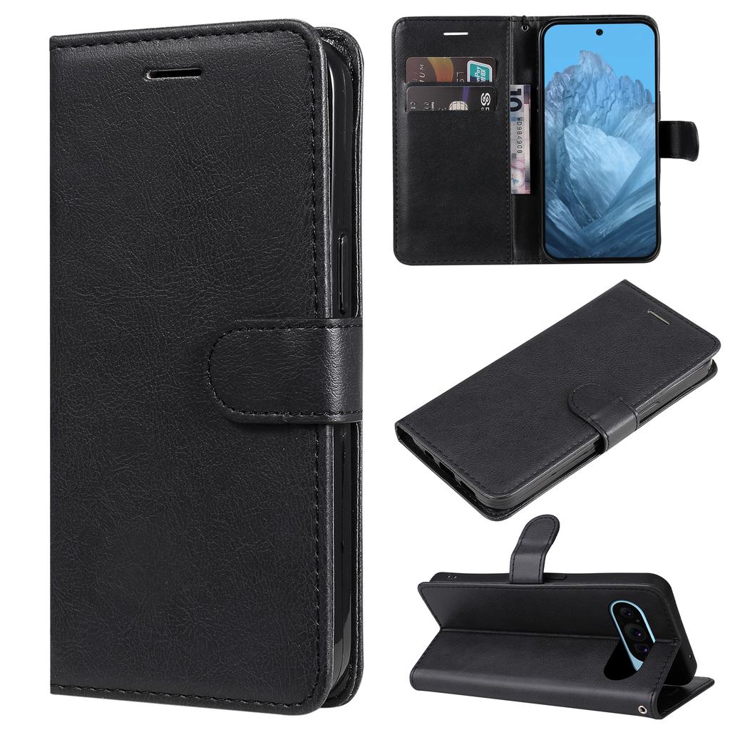 For Google Pixel 10 Pro/10/9 Pro/9 Case Solid Color Leather Mobile Cover Wallet Stand with Strap