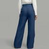 Pantaloni in Lino a Gamba Larga con Chiusura a Incrocio Vita Alta Design Sovrapposto Vestibilità Rilassata da Donna per Ufficio Casual