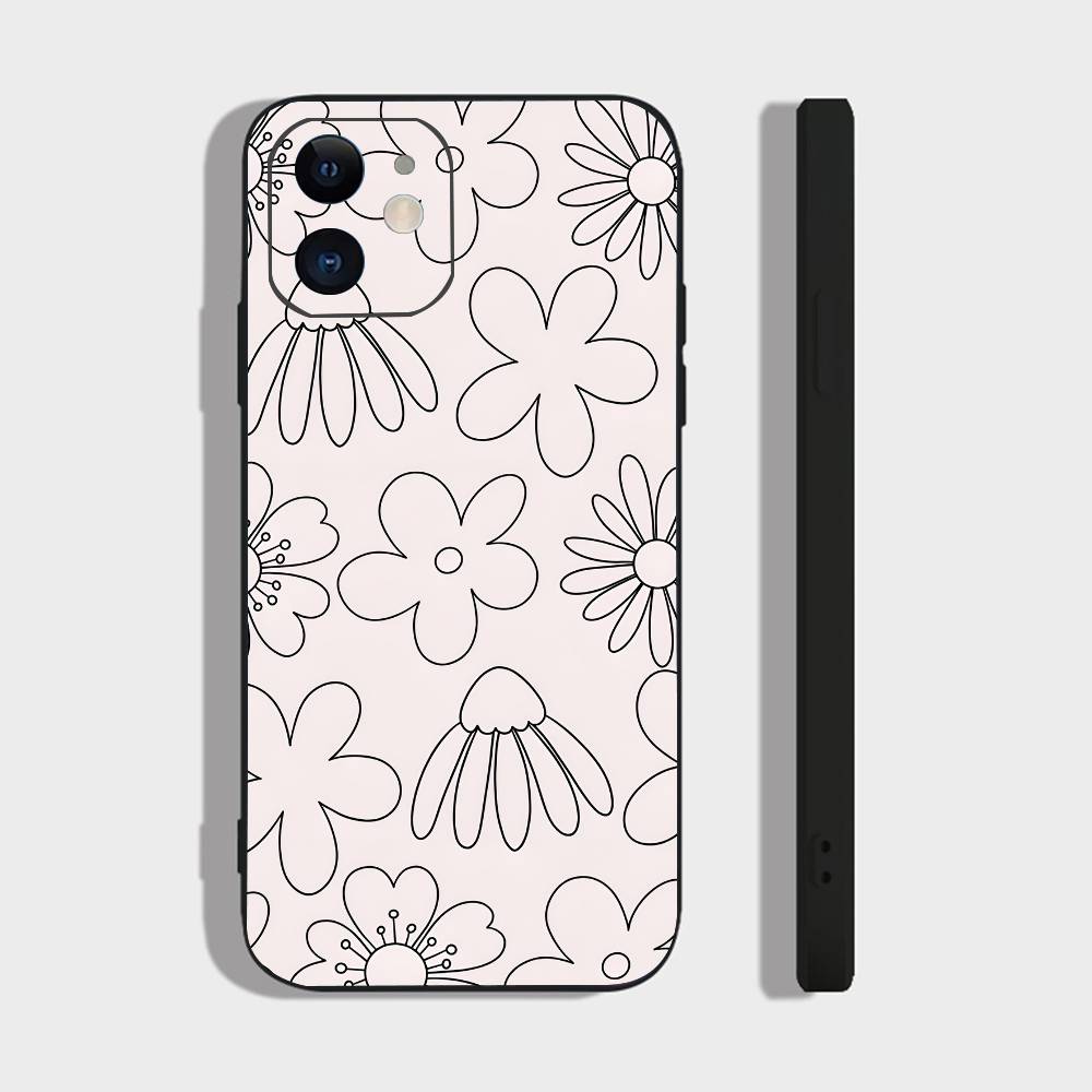 

Цветочный Арт Для IPhone 15 16 14 Plus 13 12 11 17 Pro Max 17 Air Черный Мягкий Чехол для Телефона IPHONE 16PRO