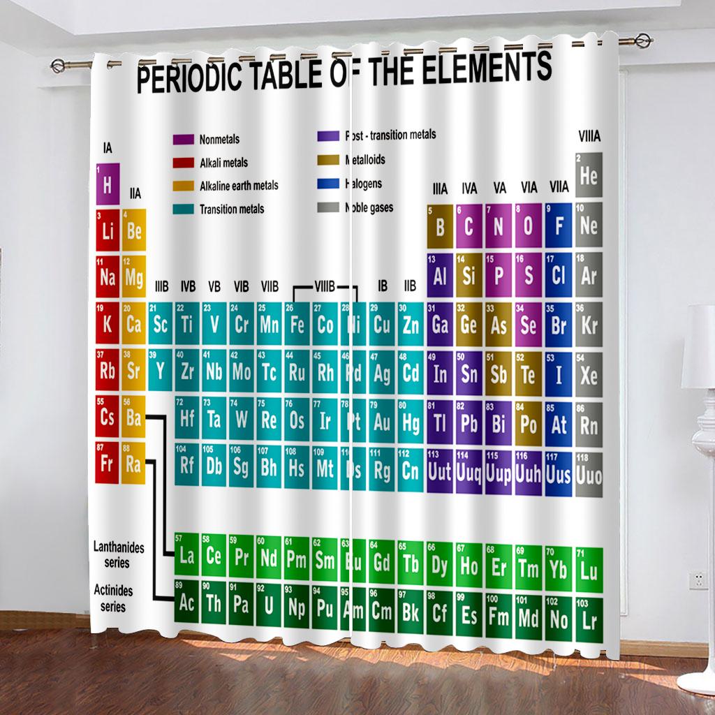 Periodic Table of Elements Colorful Window Curtains In Kids Bedroom Living Room Hall Treatments Kitchen Decoration Drapes Blinds