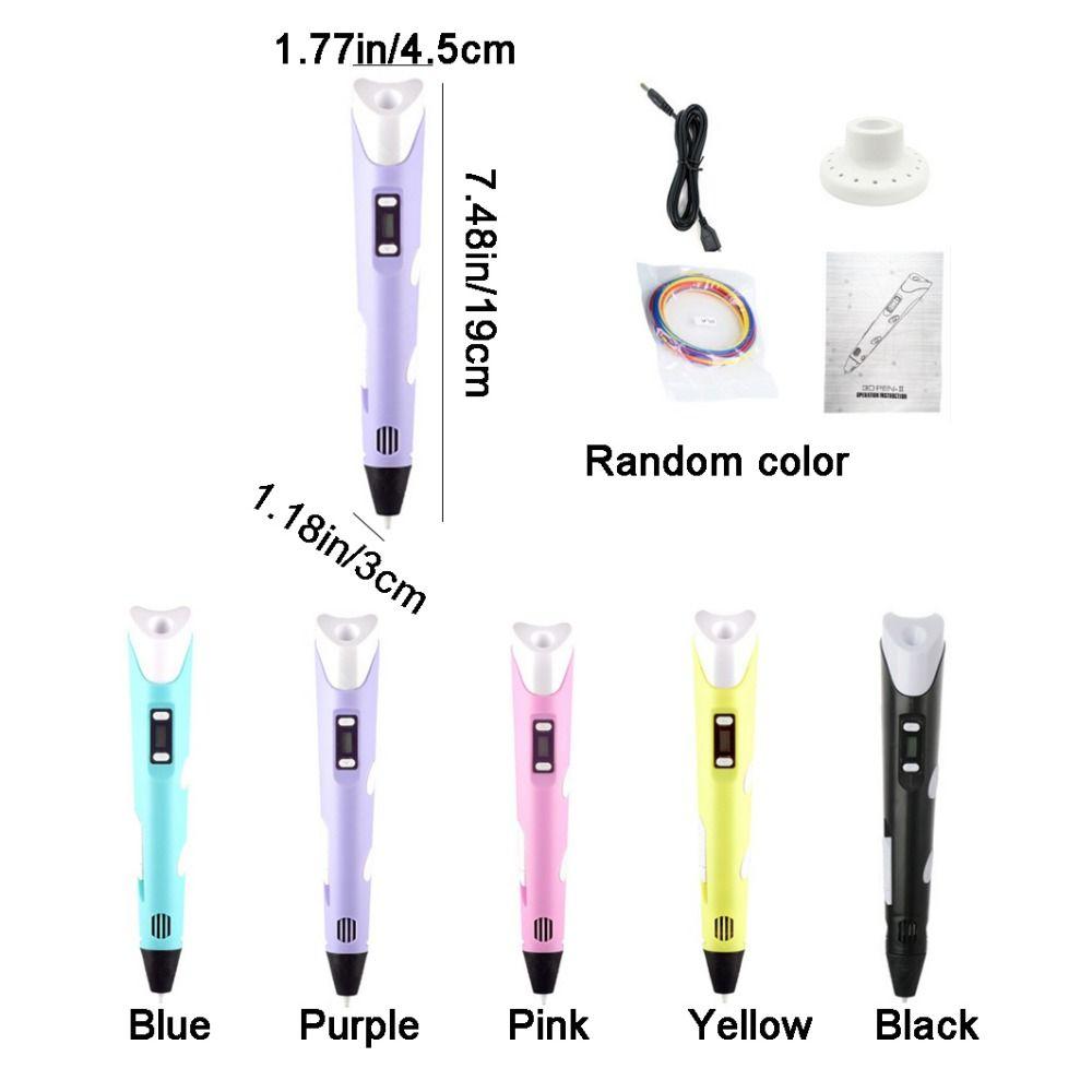 Portable USB 3D Printing Pen Adjustable Speed Safe Painting 3D Pen LED Display with PLA Filament DIY Drawing Pens Birthday Gift