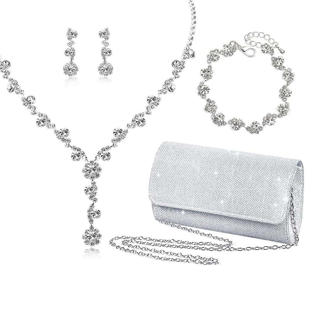 Water Diamond Bridal Necklace Set With Pendant For Wedding And Prom
