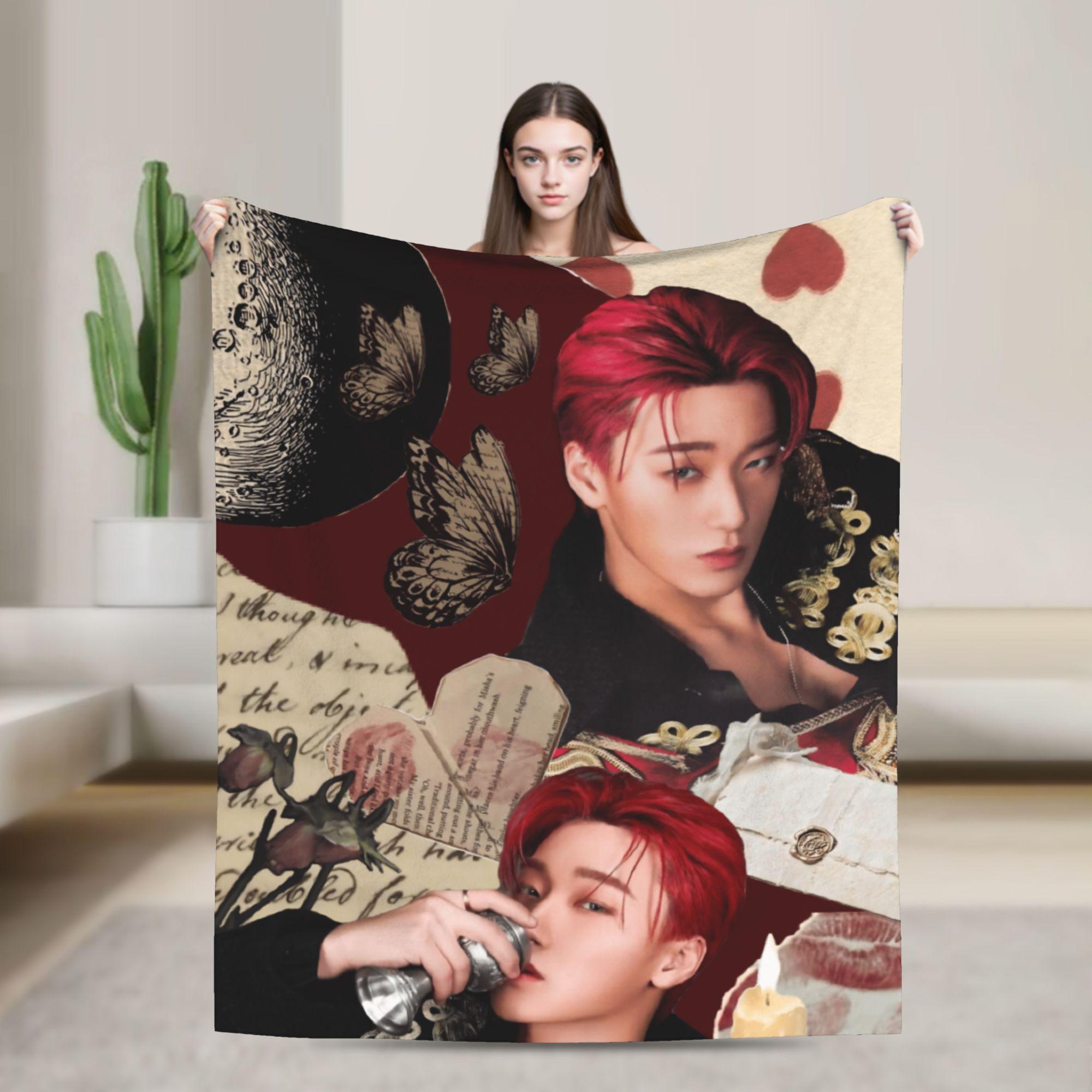 Kpop Ateez Чхве Сан Плед Теплый Плюшевый Плед С Принтом Для Спальни Пикника Фланелевое Покрывало Покрывало На Кровать 75x90cm