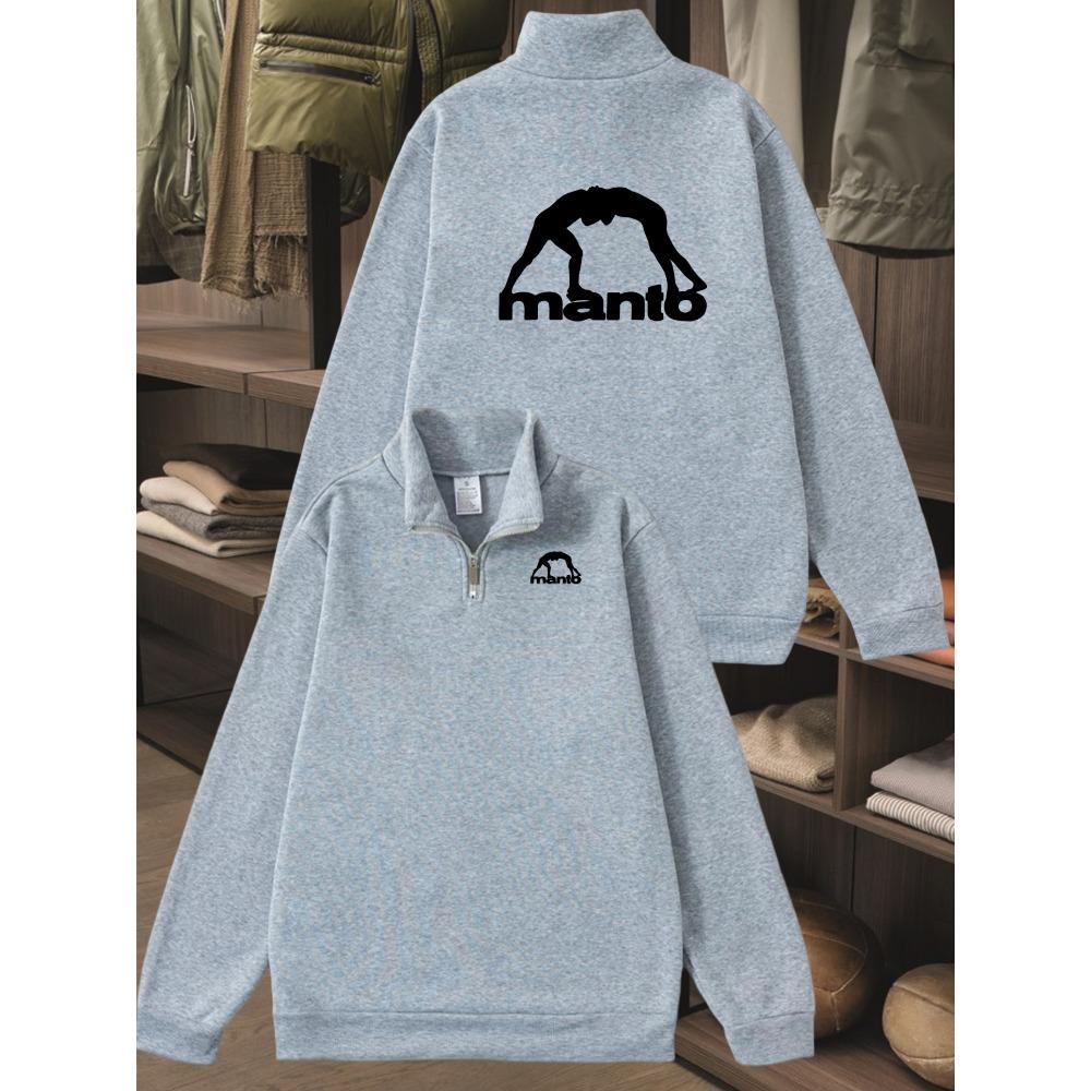 

Printed Urban Casual Lightweight Sports Men s Standing Collar Half Zipper Hooded Sweatshirt Autumn and Winter Fashion Pullover XXL
