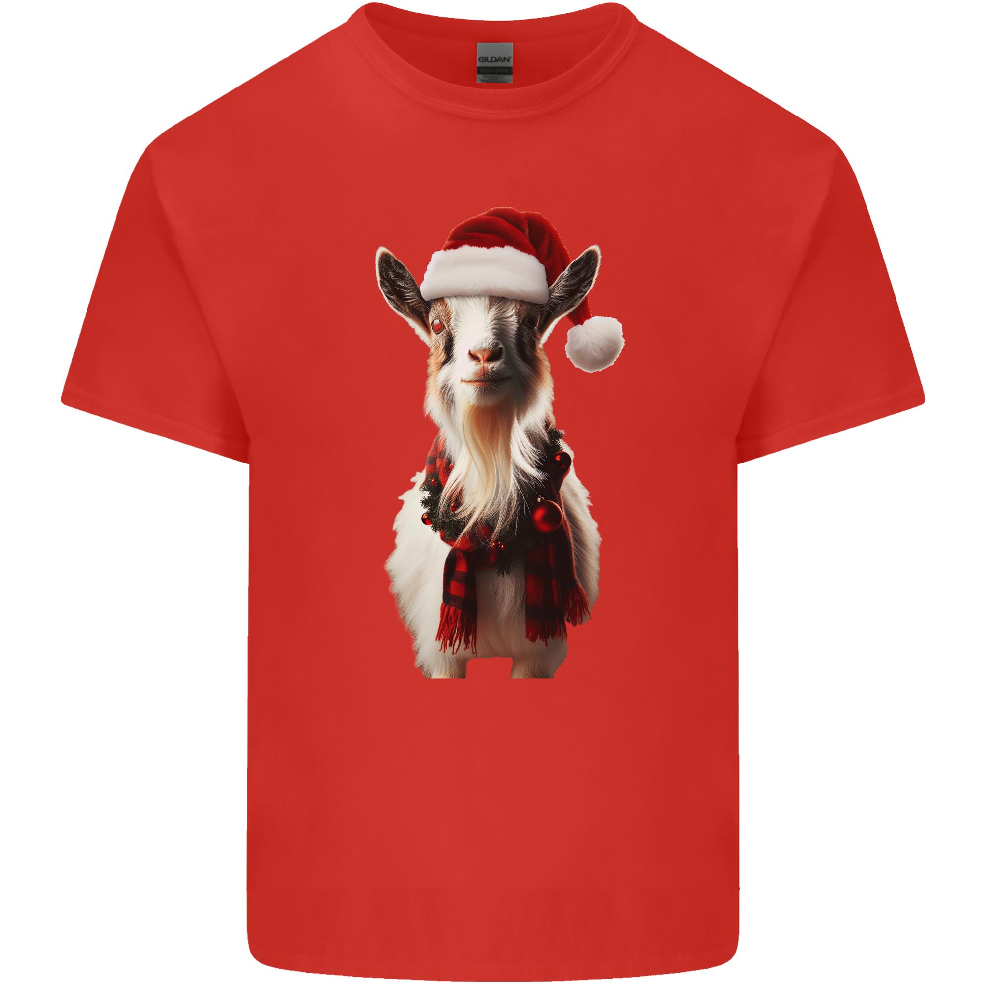 Christmas Goat Wearing an Xmas Hat Unisexs Light Cotton TShirt S